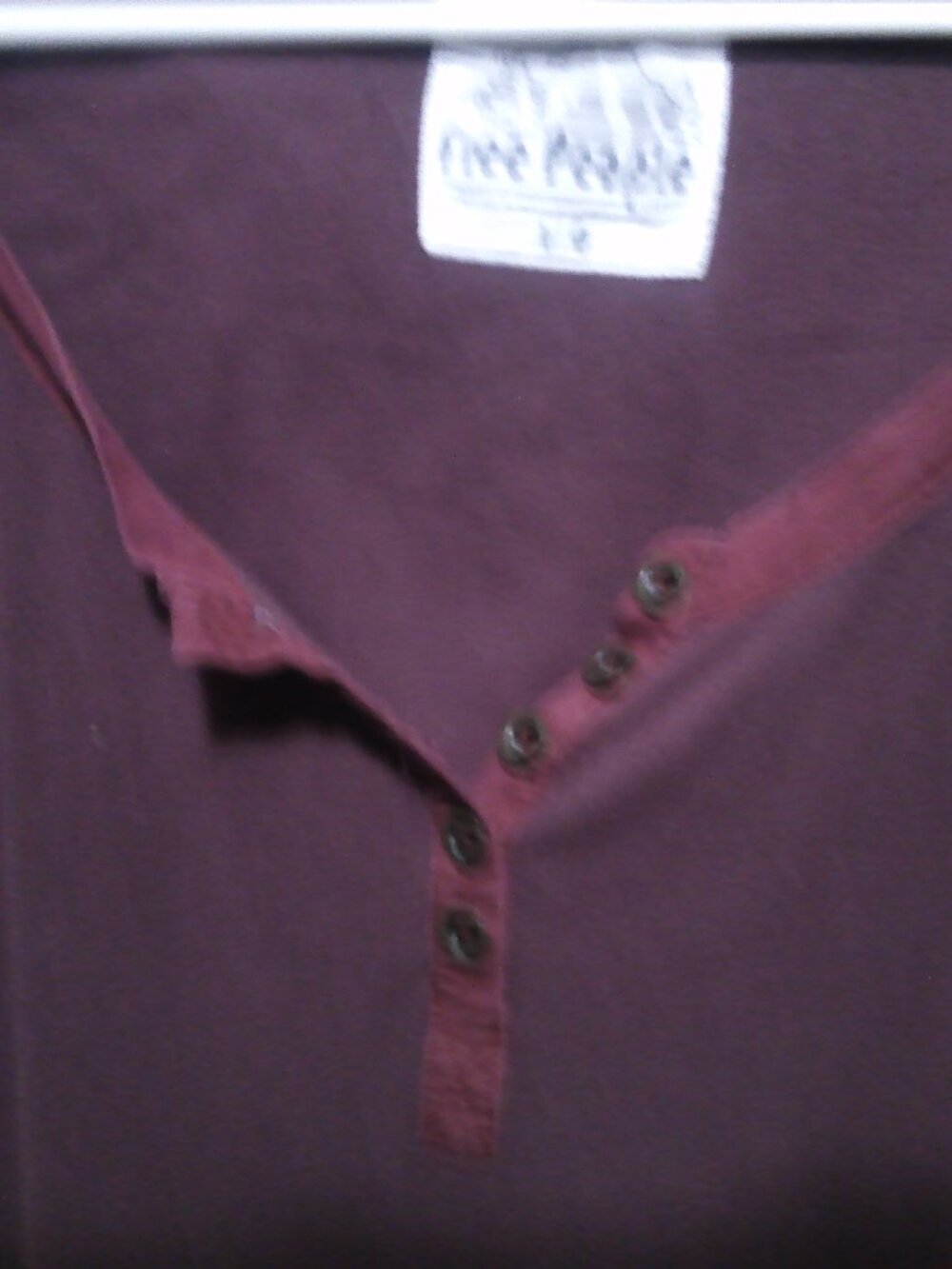 Free People Burgandy Henley Hoodie